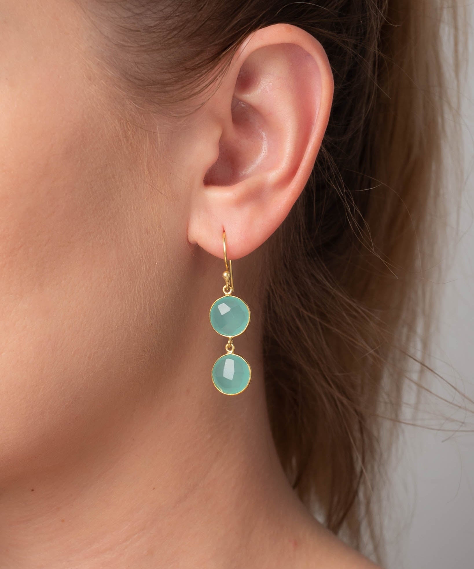 Ohrringe Eloise Sea Blue Chalcedon - Fleurs des Prés