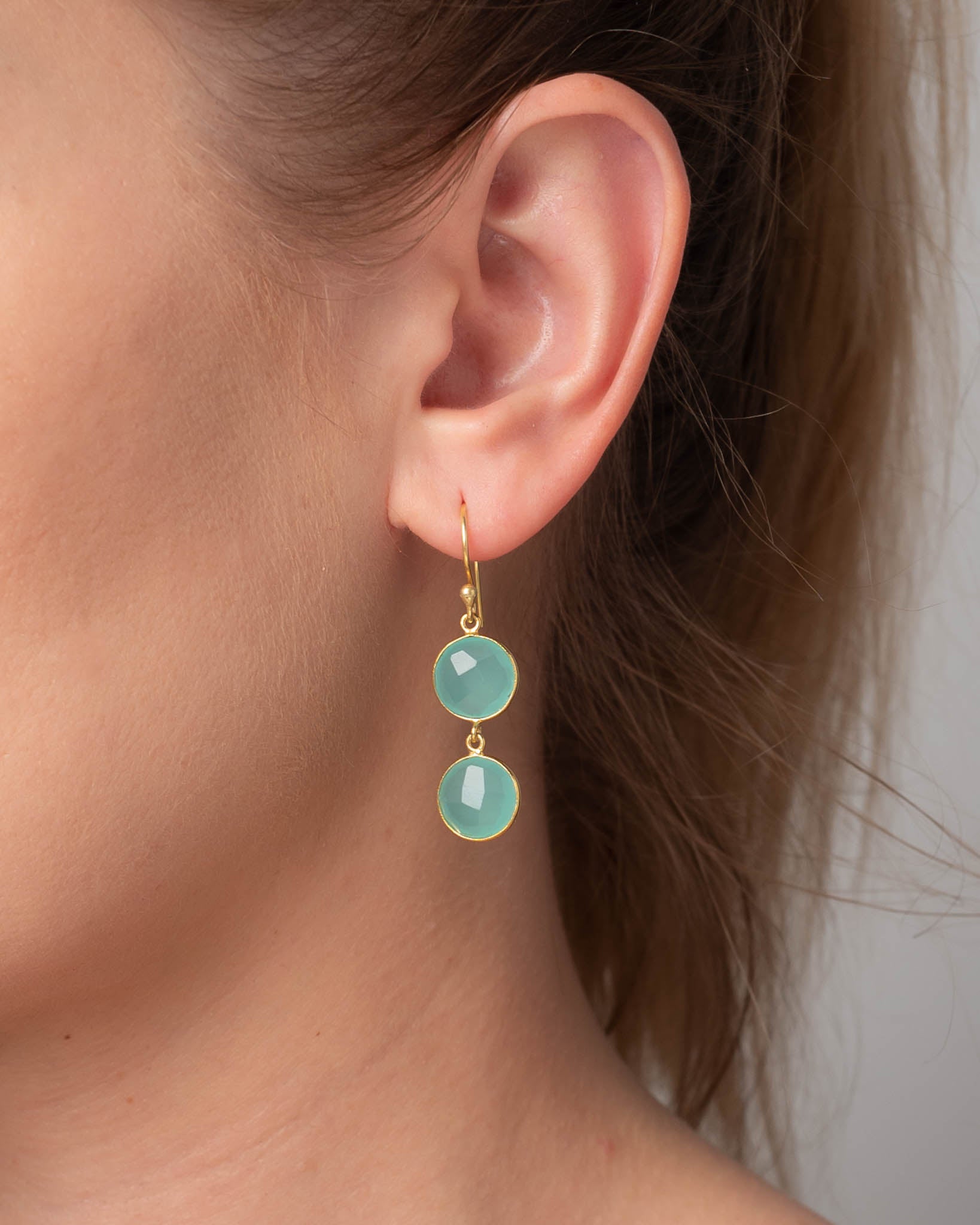 Ohrringe Eloise Sea Blue Chalcedon - Fleurs des Prés