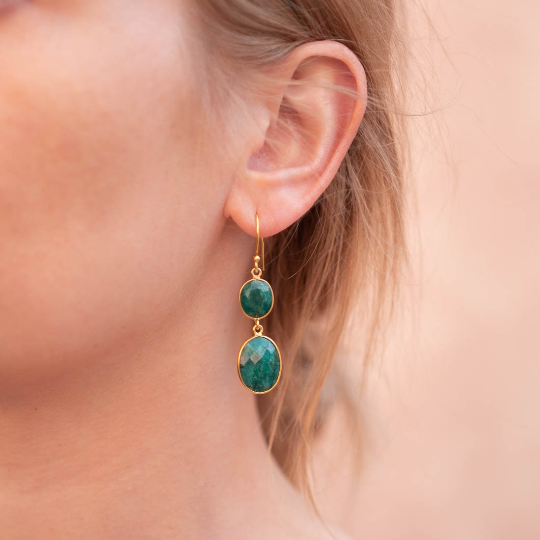 Ohrringe Julie Green Onyx - Fleurs des Prés Jewelry