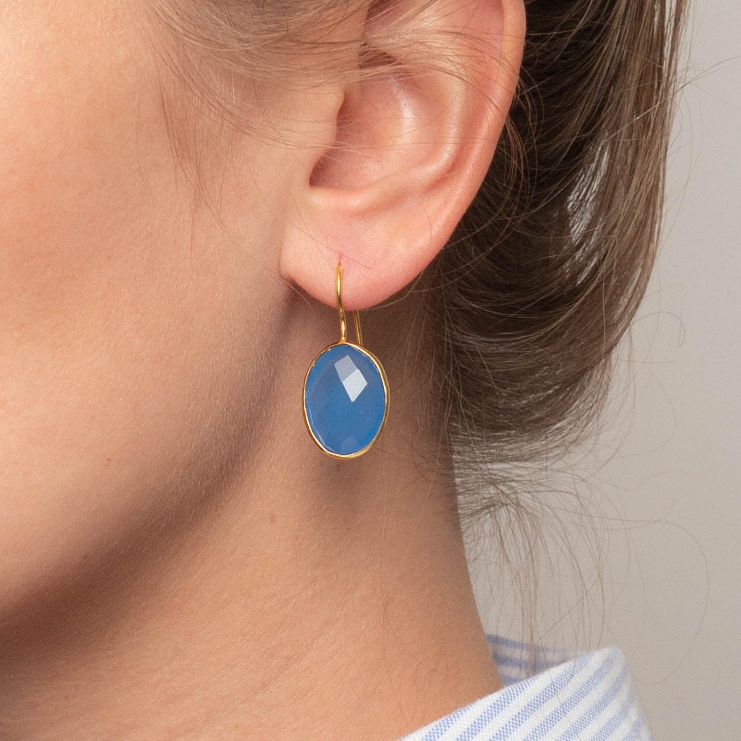 Ohrringe Leonor Blue Chalcedony - Fleurs des Prés Jewelry
