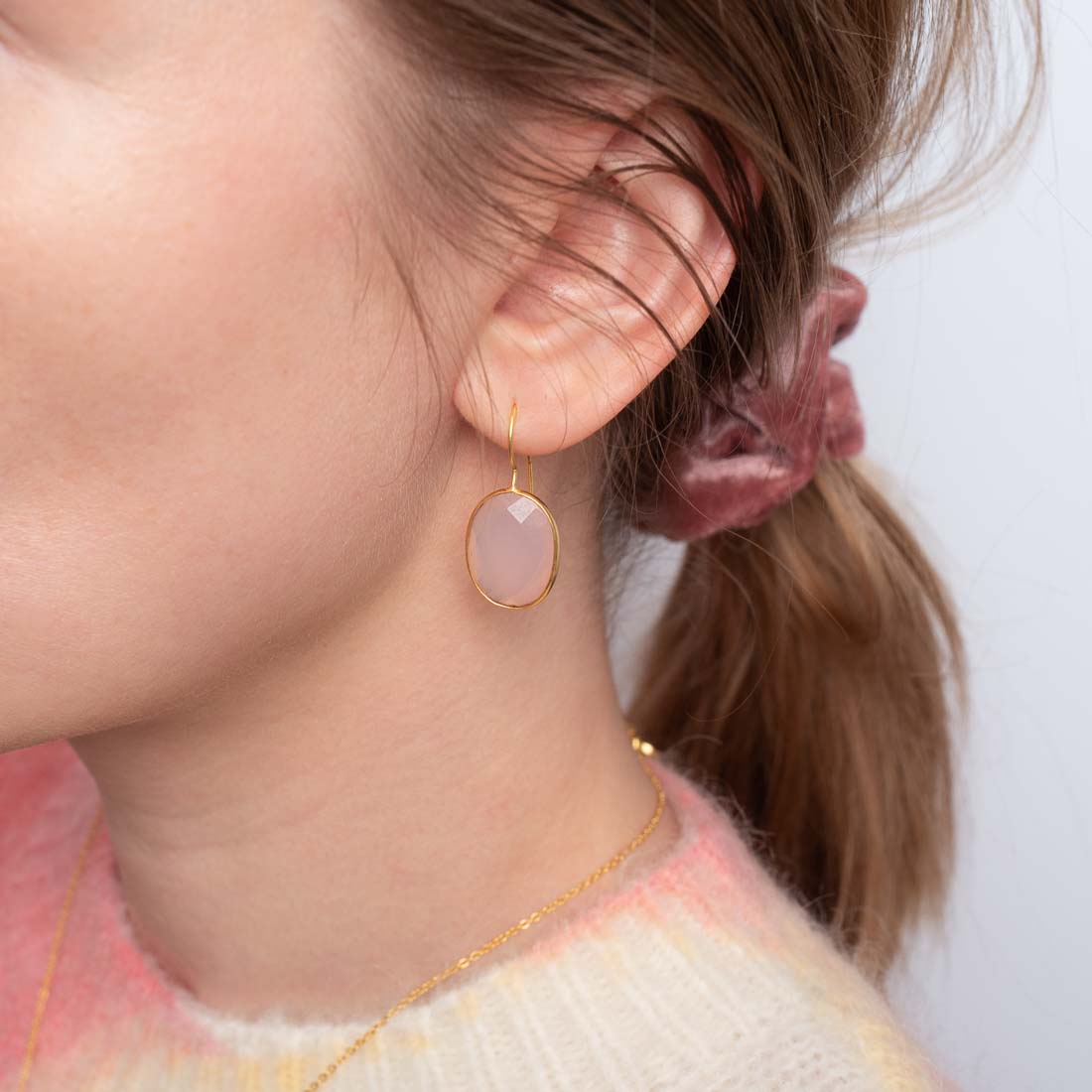 Ohrringe Leonor Pink Chalcedony - Fleurs des Prés Jewelry