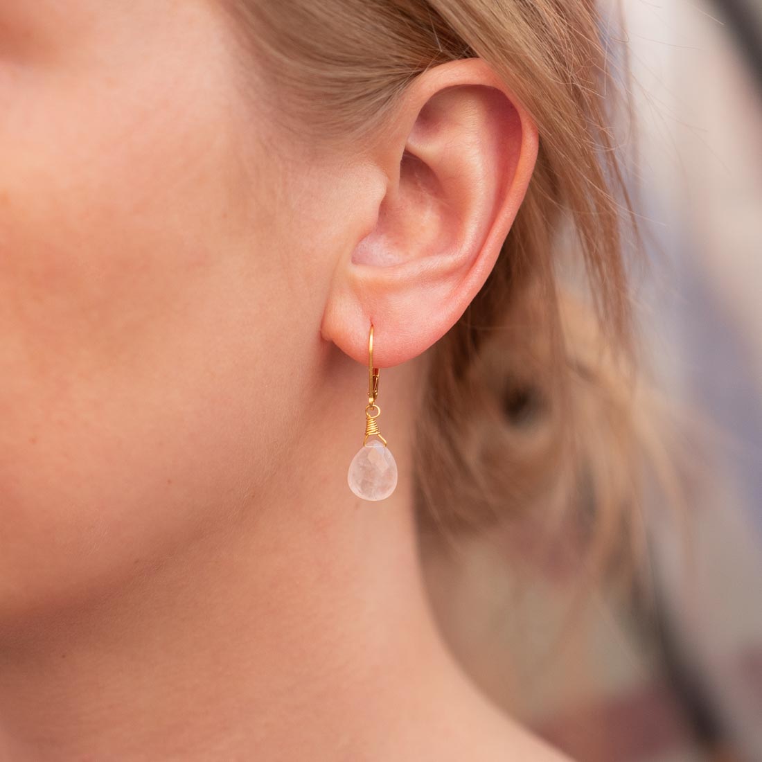 Ohrringe Lilou Rosé Quarz Gold - Fleurs des Prés