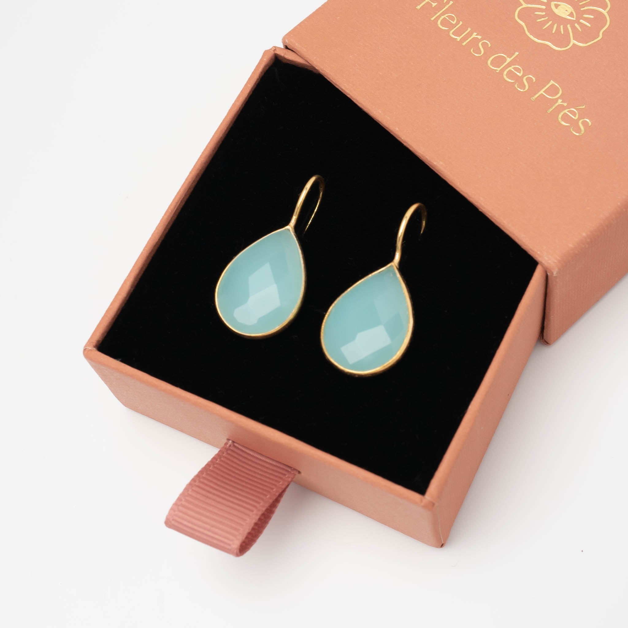 Ohrringe Lola Aqua Chalcdeon - Fleurs des Prés Jewelry