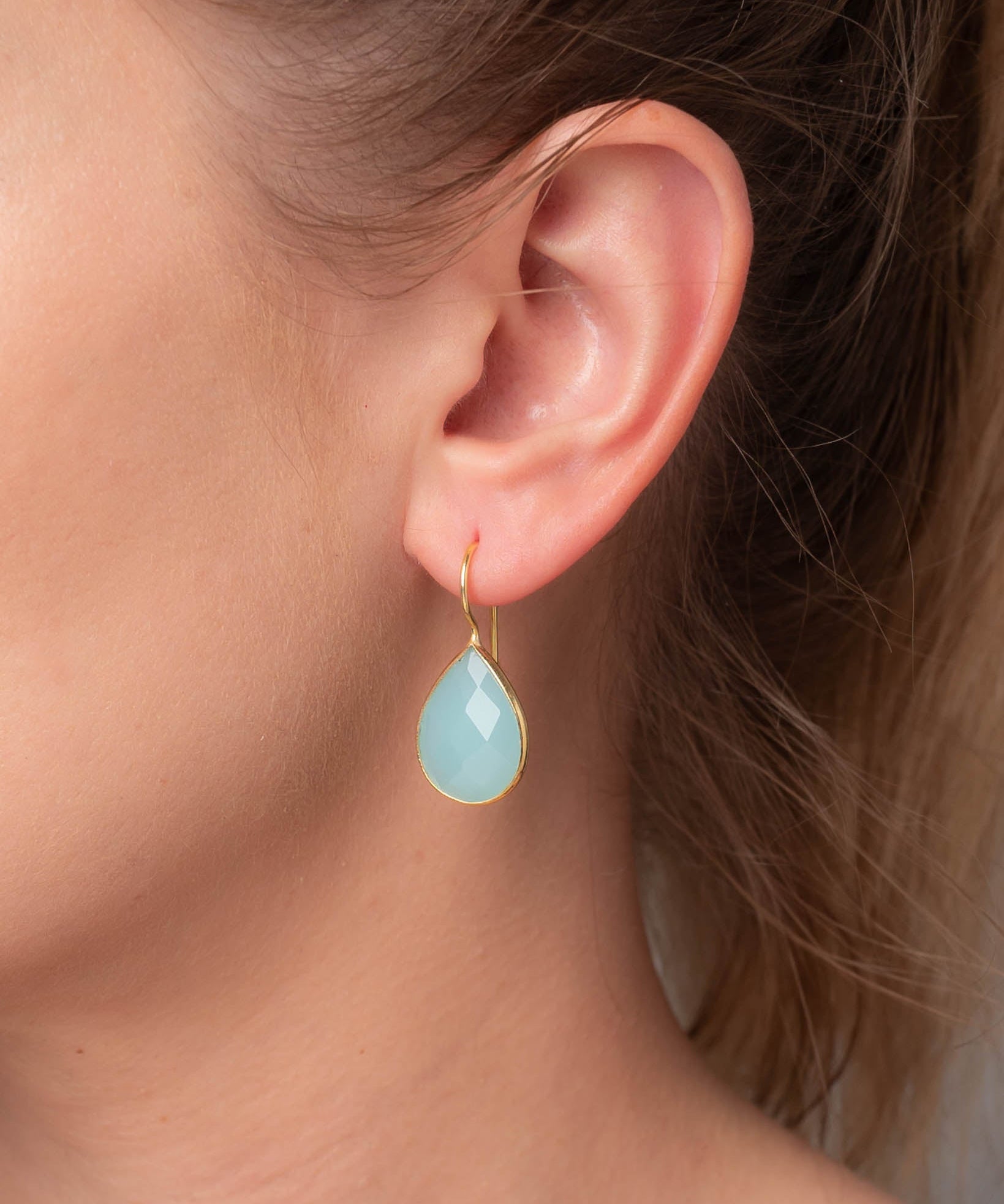 Ohrringe Lola Aqua Chalcdeon - Fleurs des Prés