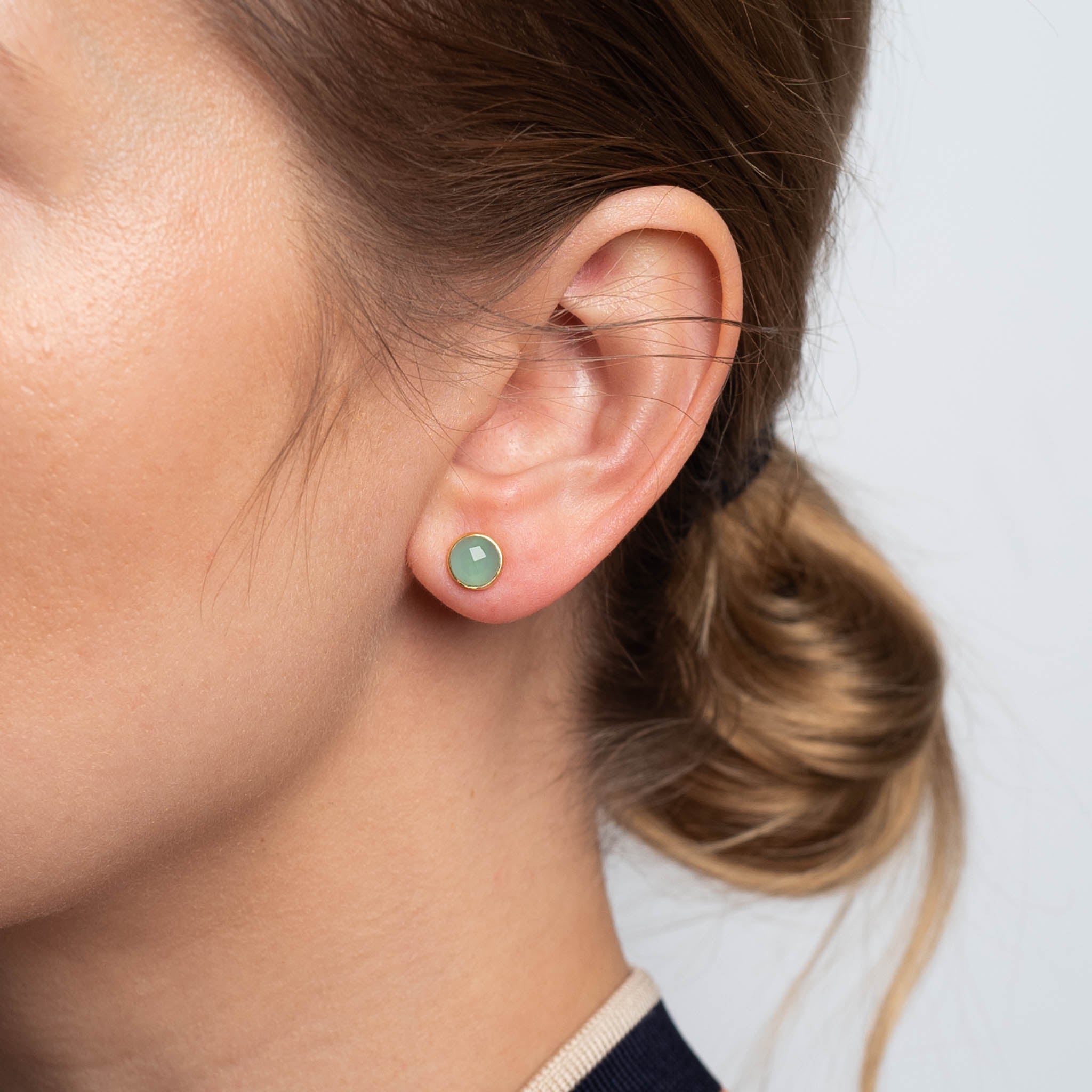 Ohrstecker Dinah Circle Blauer Chalzedon - Fleurs des Prés