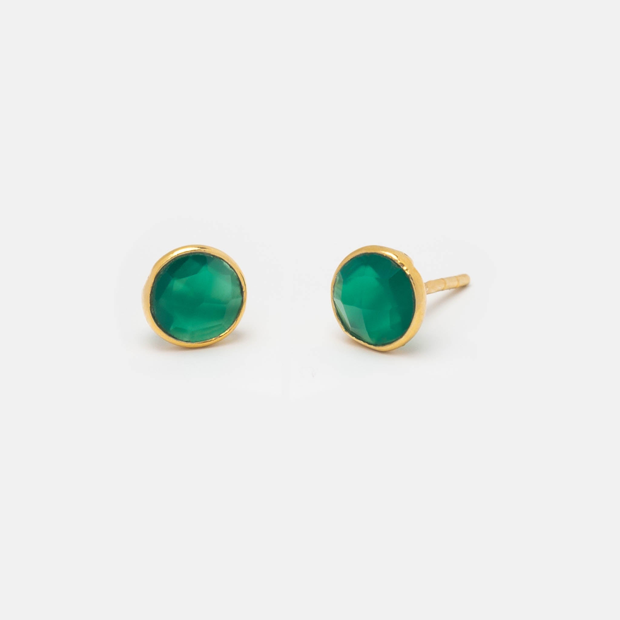 Ohrstecker Dinah Circle Grüner Onyx - Fleurs des Prés