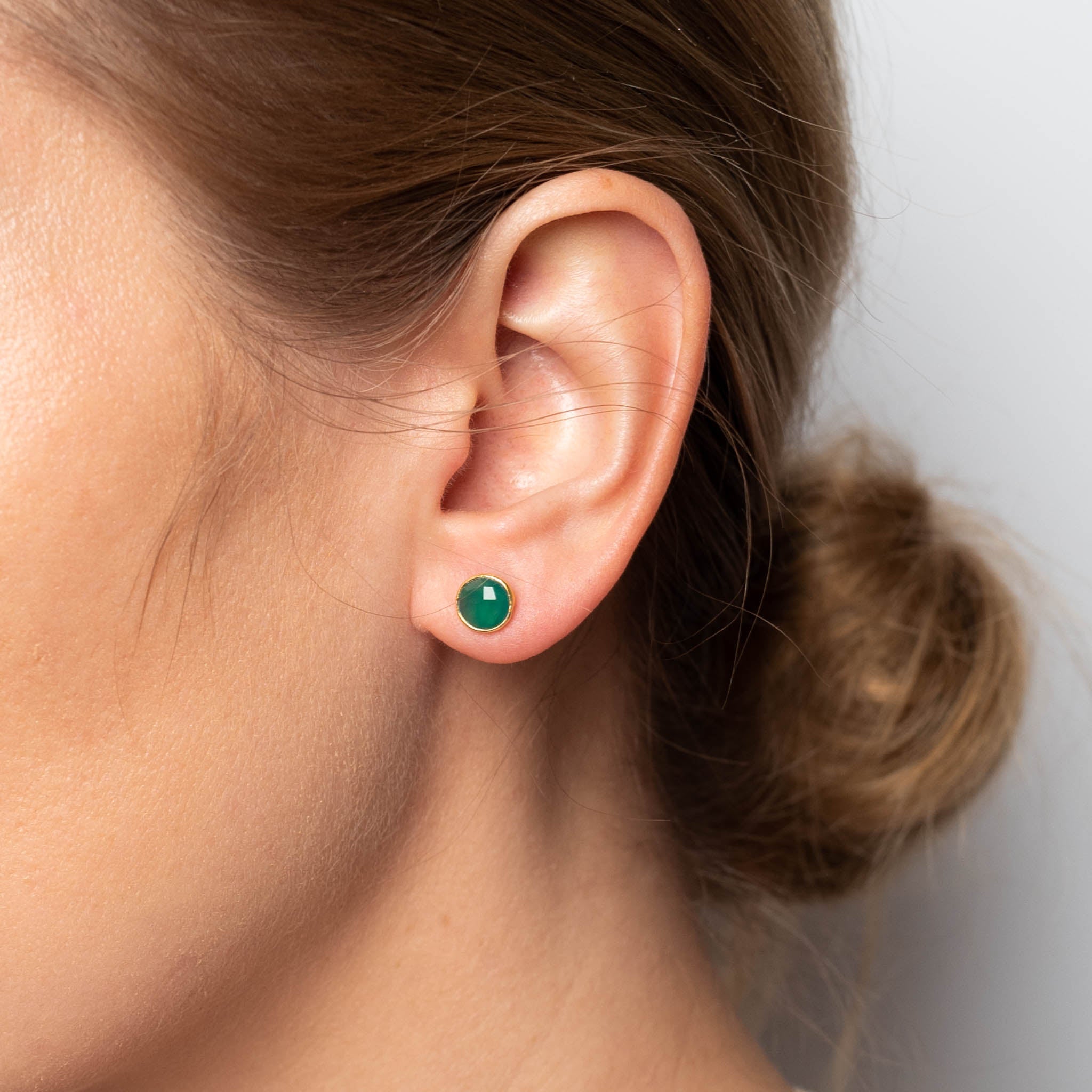 Ohrstecker Dinah Circle Grüner Onyx - Fleurs des Prés