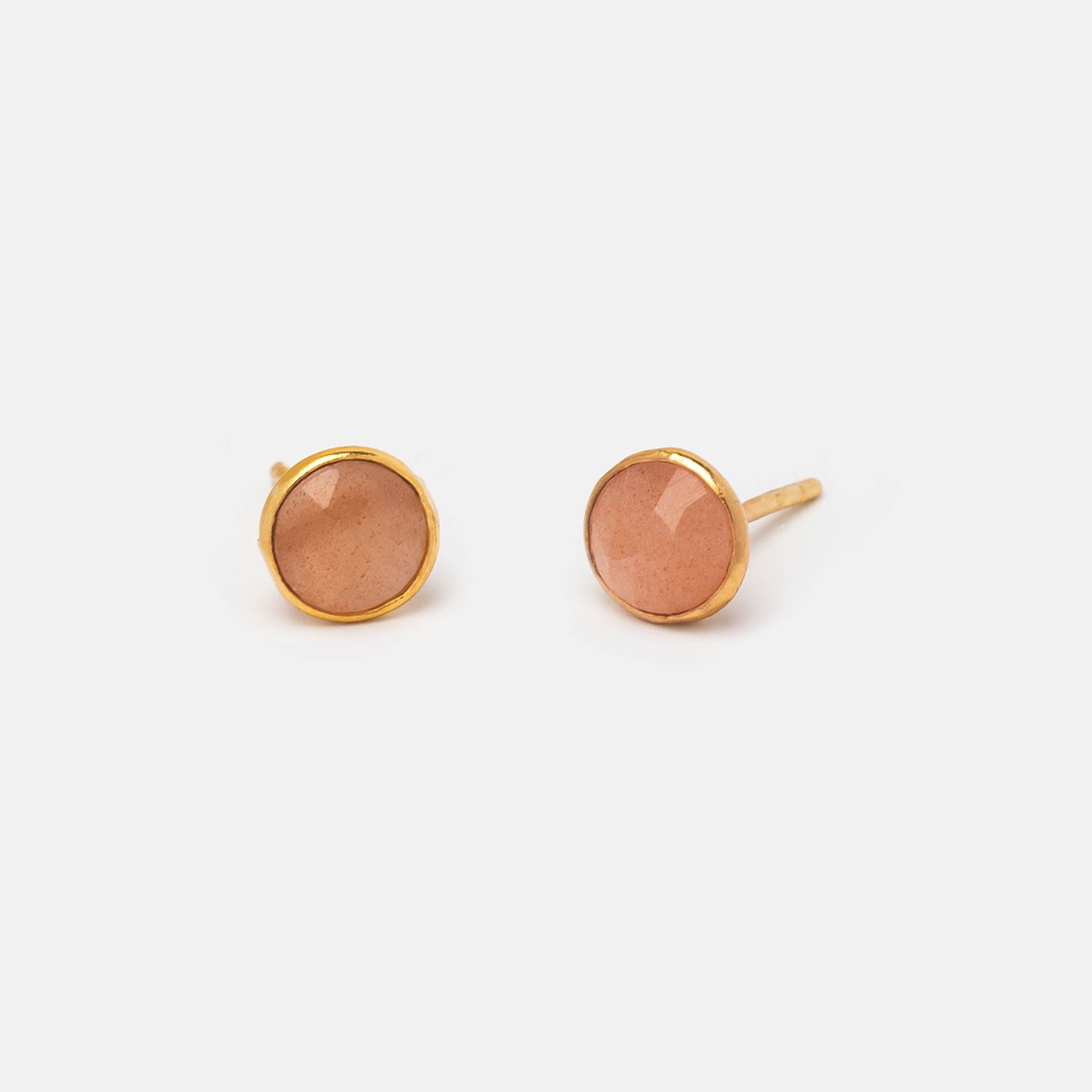 Ohrstecker Dinah Circle Peach Moonstone - Fleurs des Prés