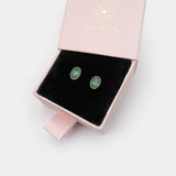 Ohrstecker Dinah Oval Blauer Chalzedon - Fleurs des Prés Jewelry