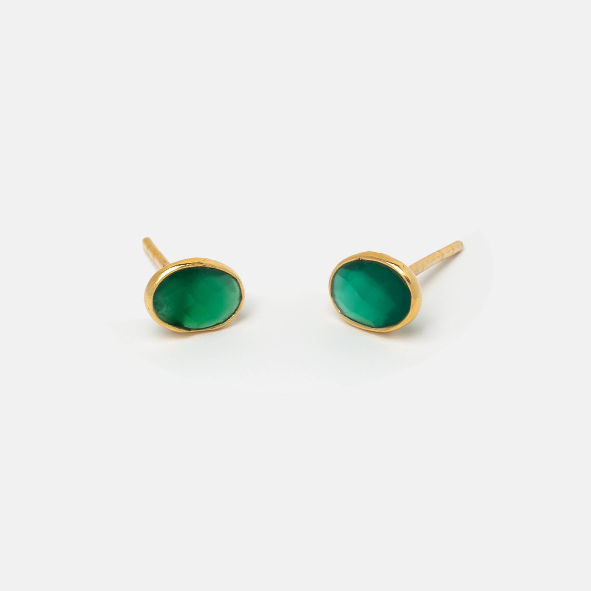 Ohrstecker Dinah Oval Grüner Onyx - Fleurs des Prés