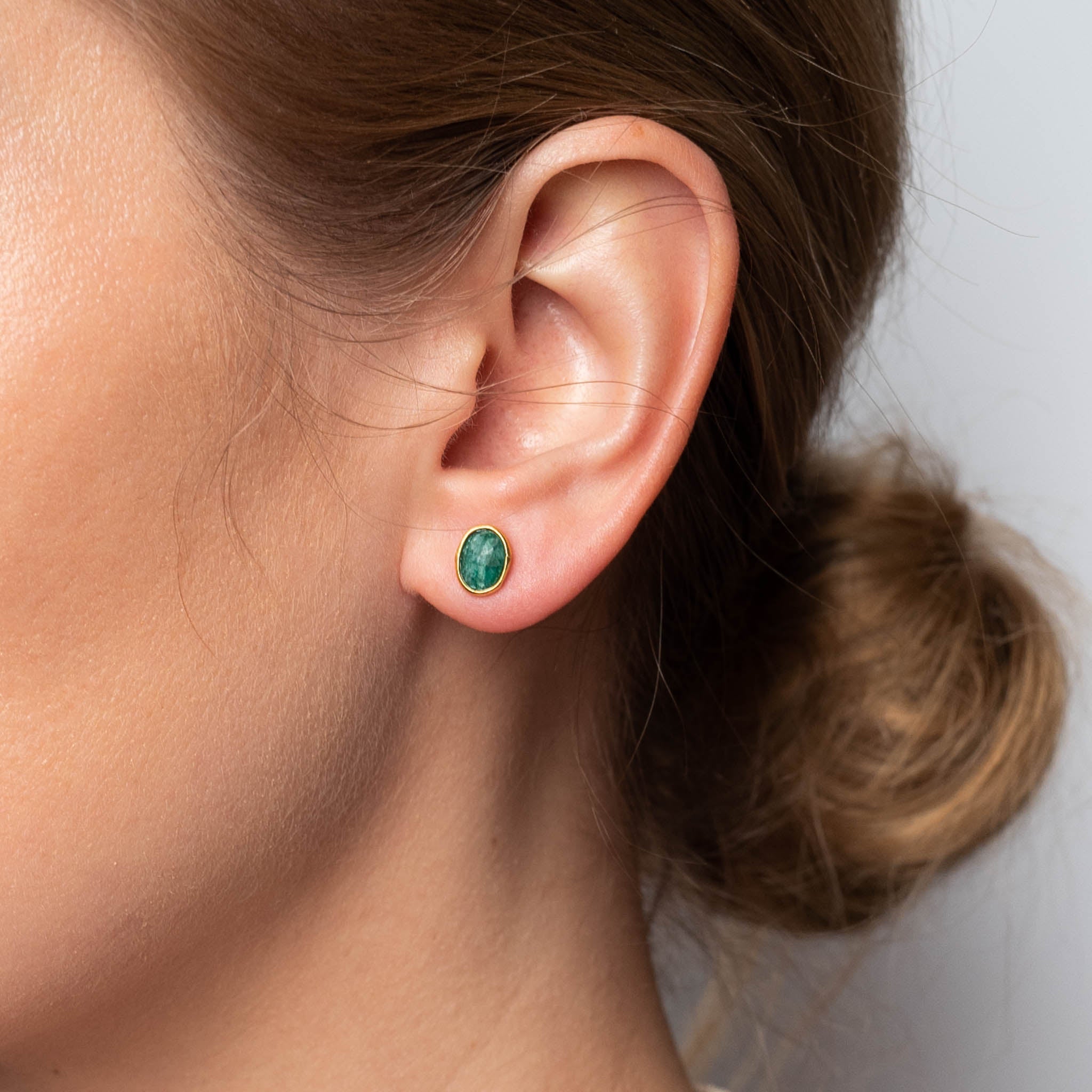 Ohrstecker Dinah Oval Malachit - Fleurs des Prés