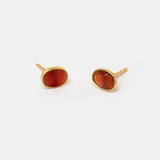 Ohrstecker Dinah Oval Roter Onyx - Fleurs des Prés