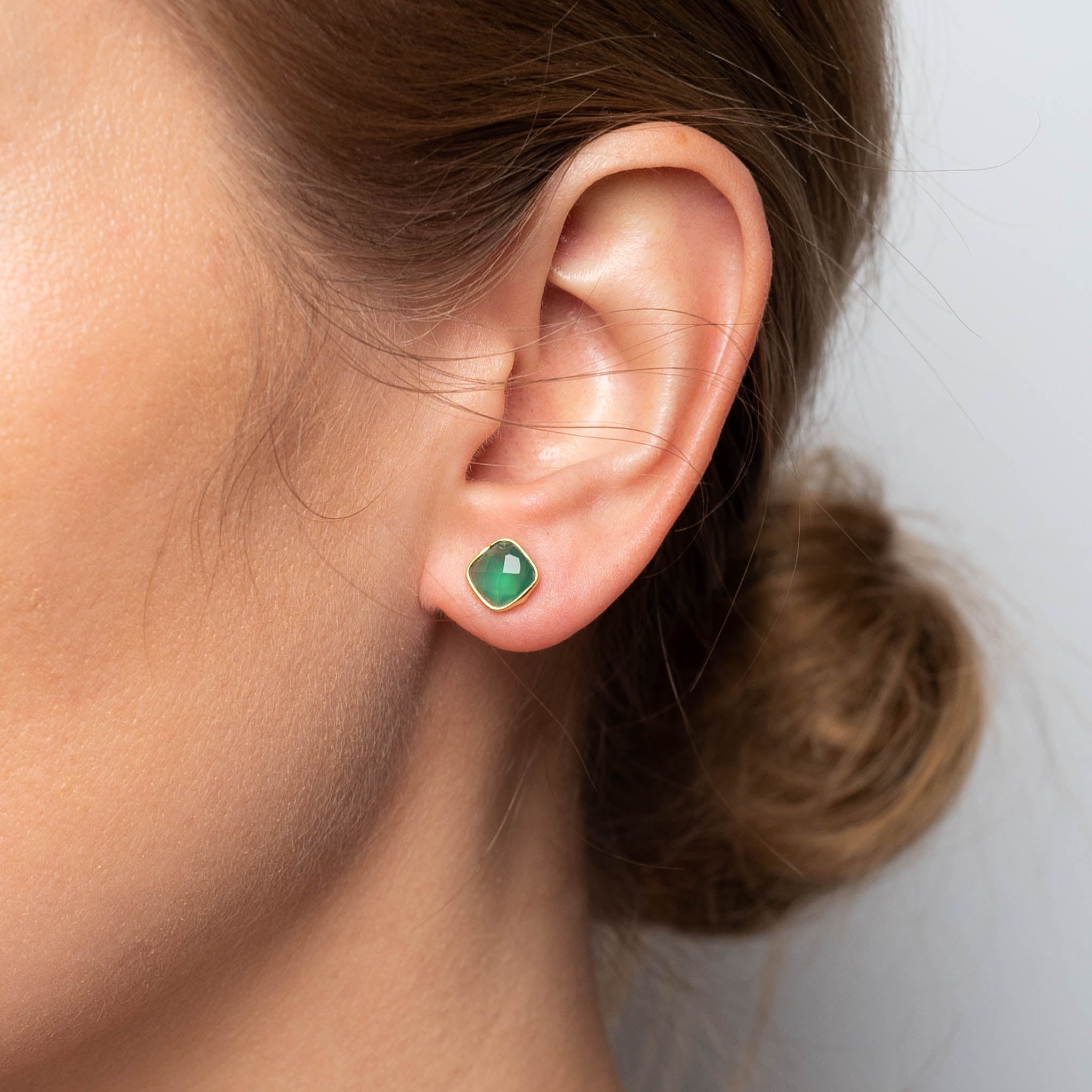 Ohrstecker Dinah Square Grüner Onyx - Fleurs des Prés
