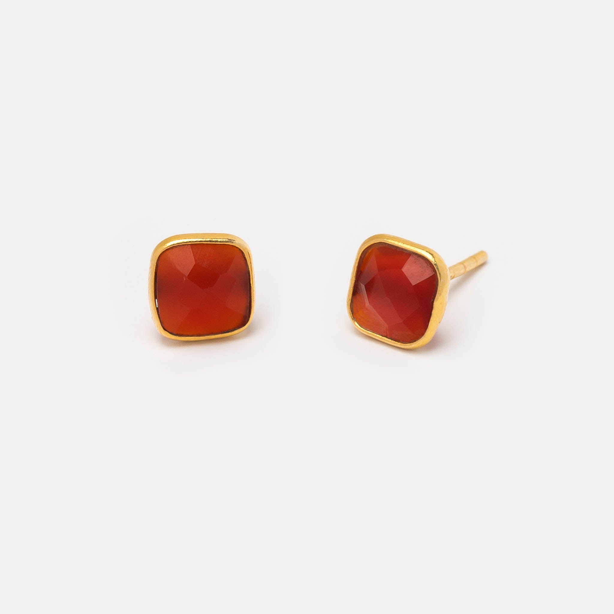 Ohrstecker Dinah Square Roter Onyx - Fleurs des Prés