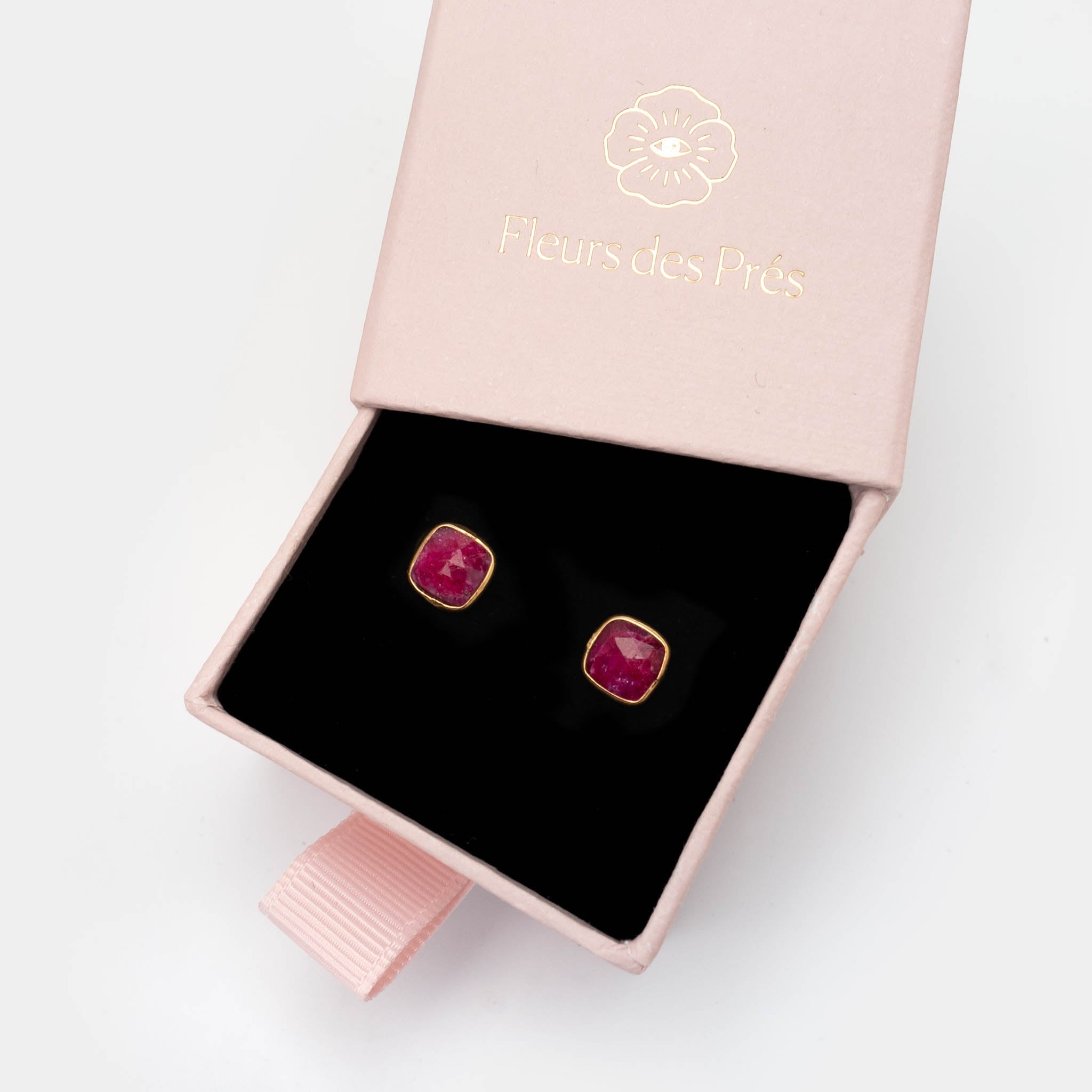 Ohrstecker Dinah Square Rubin - Fleurs des Prés