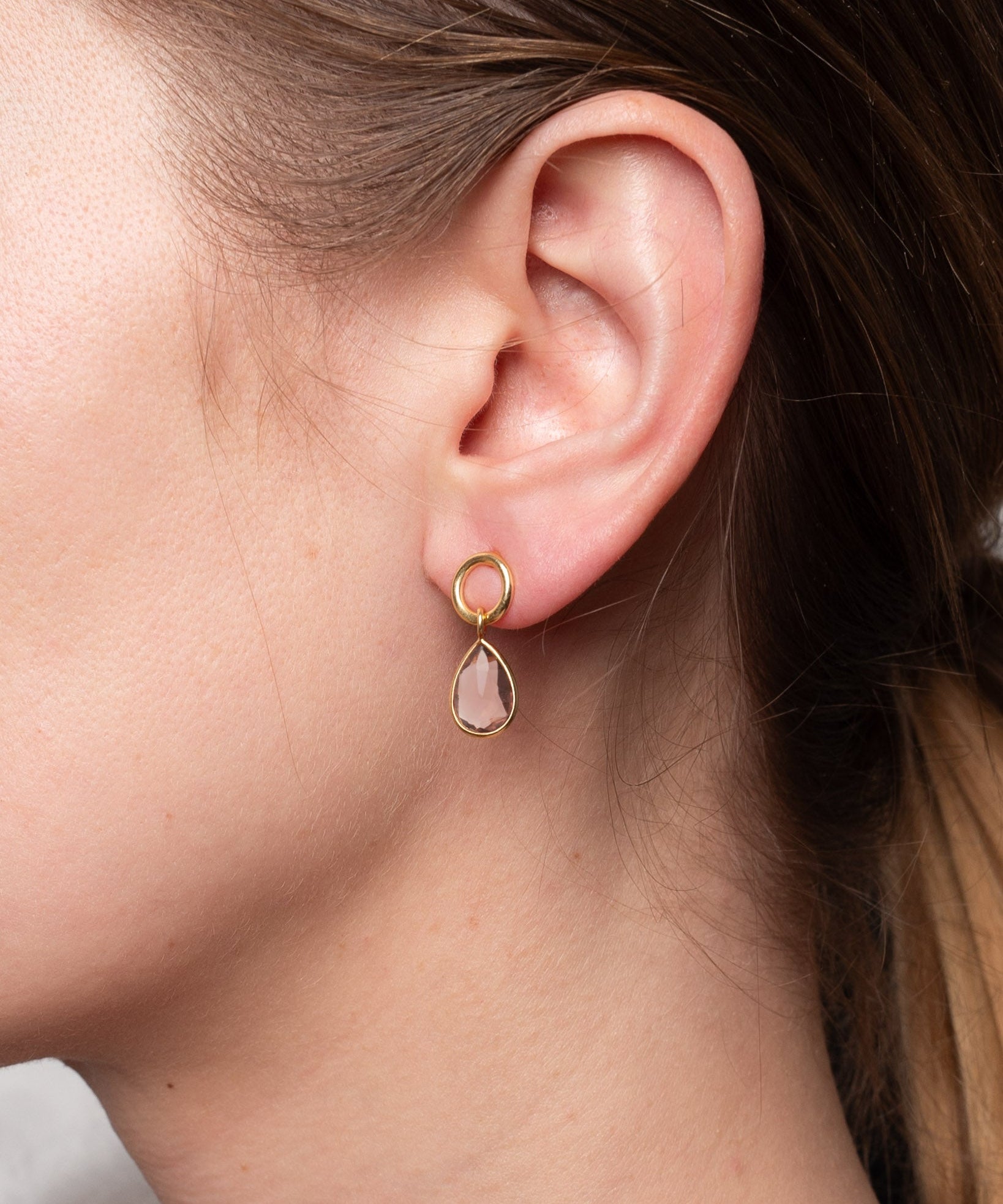 Ohrstecker Pauline mit Ring und lila Rhodolit - Fleurs des Prés