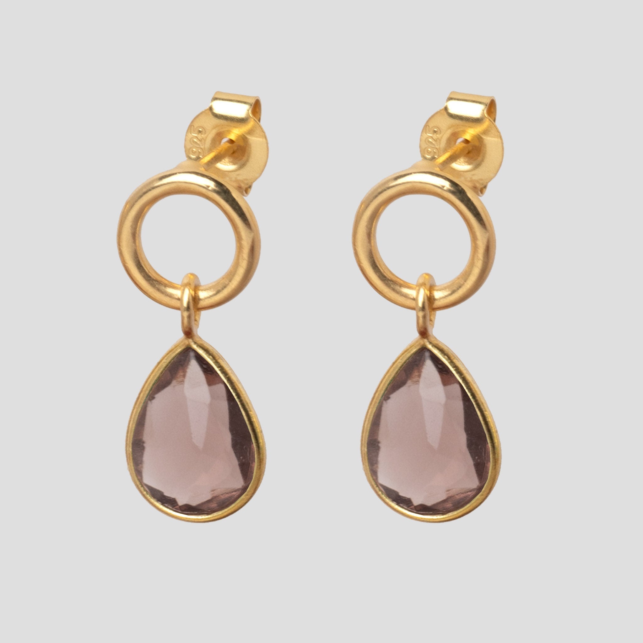 Ohrstecker Pauline mit Ring und lila Rhodolit - Fleurs des Prés