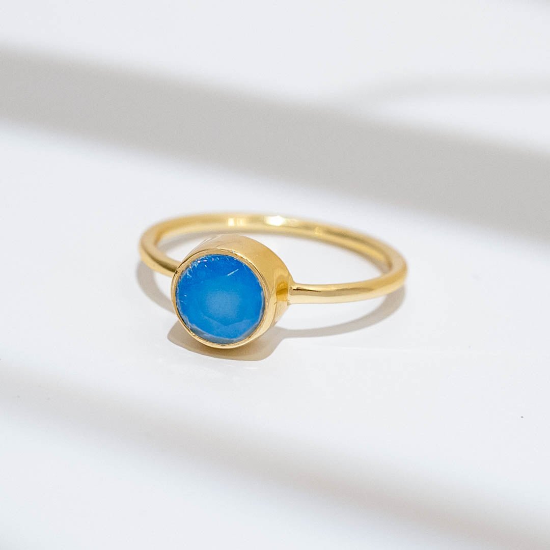 Ring Aline Circle Blue Chalcedony - Fleurs des Prés Jewelry