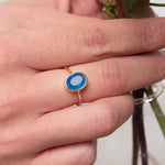 Ring Aline Oval Blue Chalcedony - Fleurs des Prés Jewelry