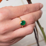 Ring Aline Oval Green Onyx - Fleurs des Prés Jewelry