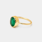 Ring Aline Oval Green Onyx - Fleurs des Prés