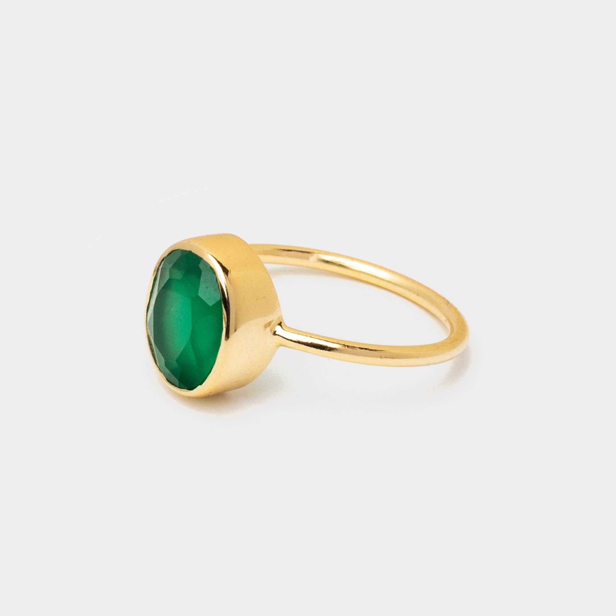 Ring Aline Oval Green Onyx - Fleurs des Prés