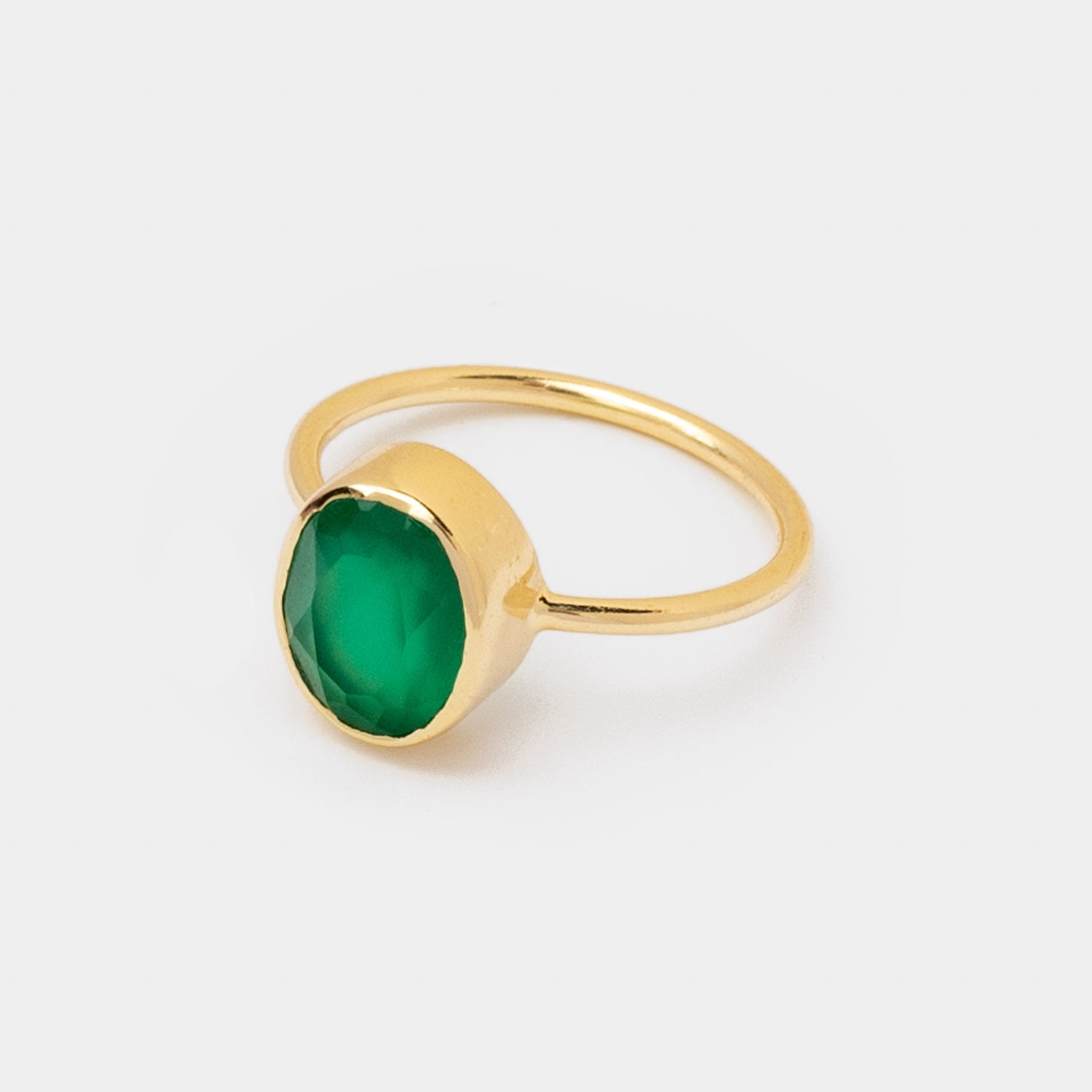 Ring Aline Oval Green Onyx - Fleurs des Prés Jewelry