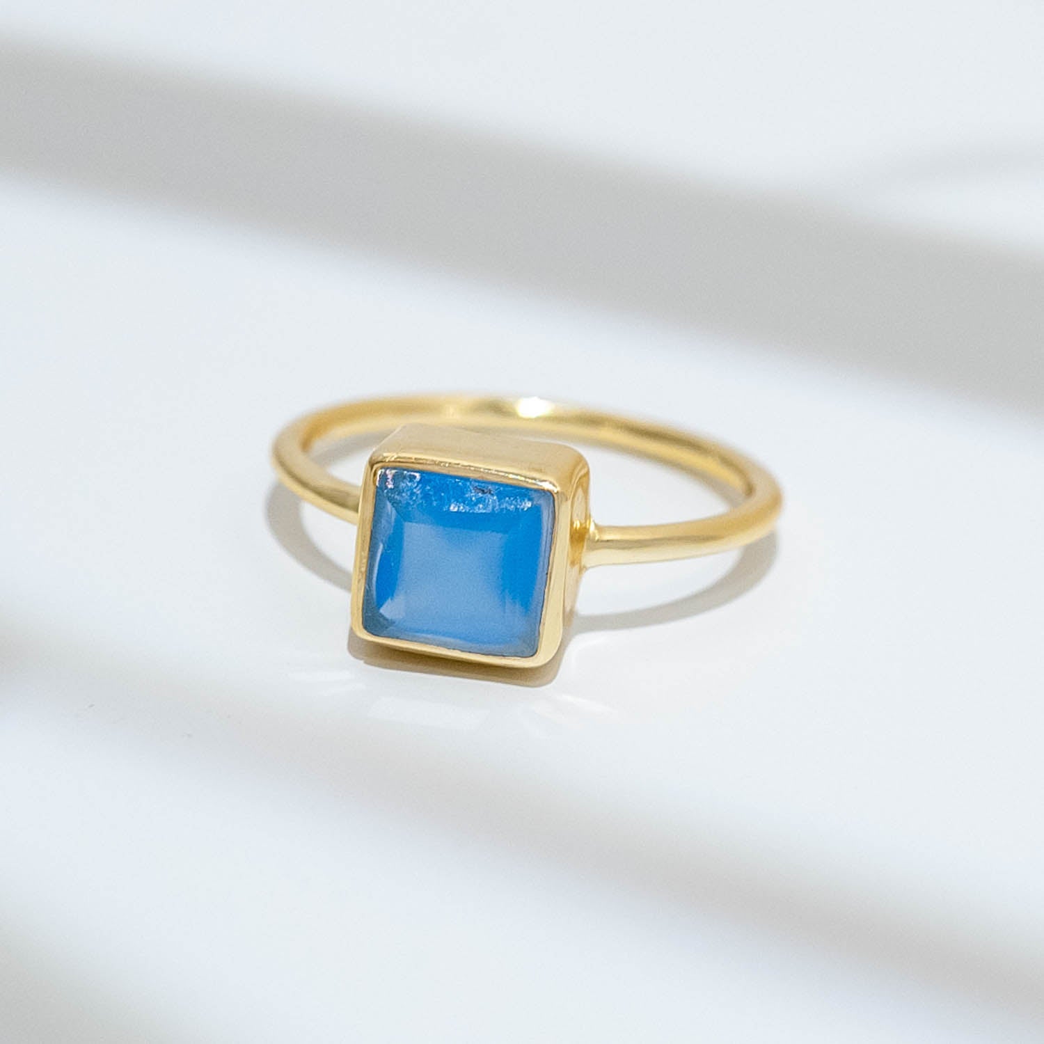 Ring Aline Square Blue Chalcedony - Fleurs des Prés Jewelry