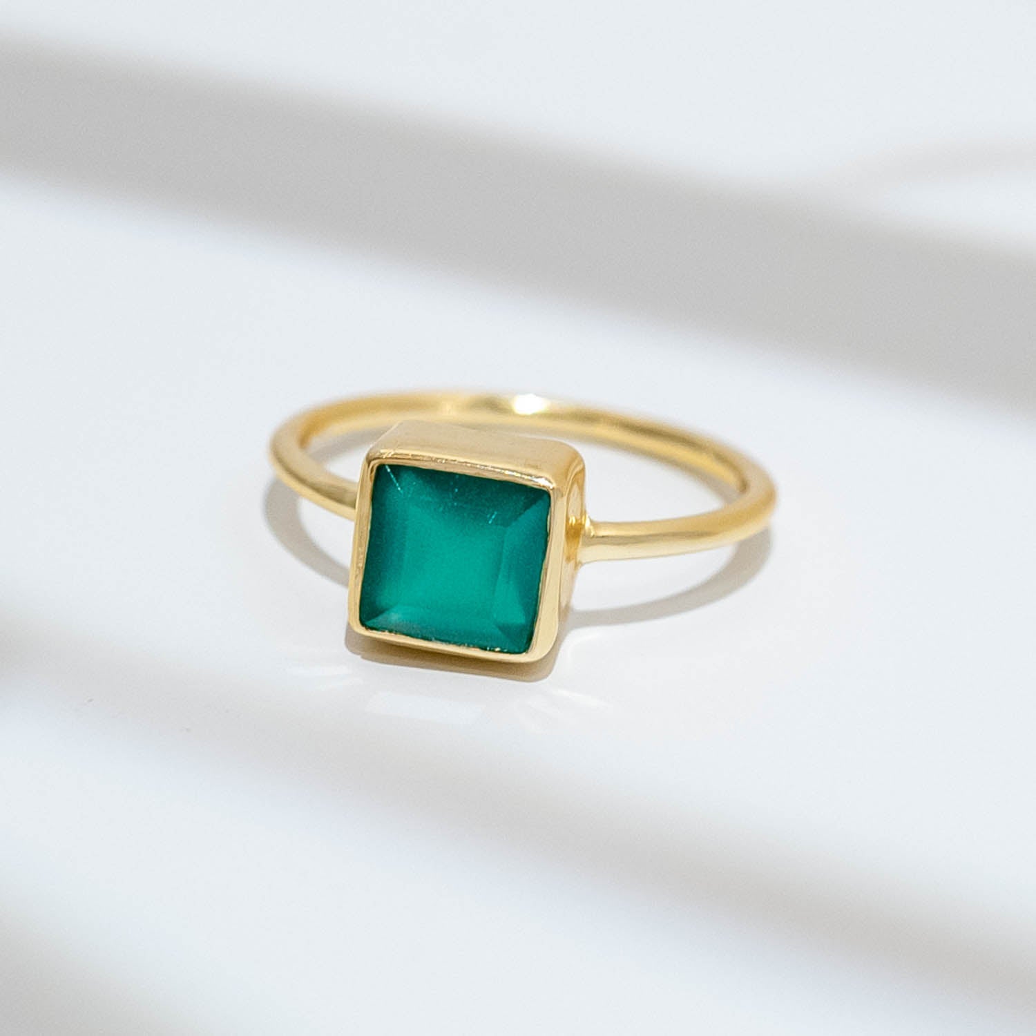Ring Aline Square Green Onyx - Fleurs des Prés Jewelry