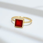 Ring Aline Square Red Onyx - Fleurs des Prés