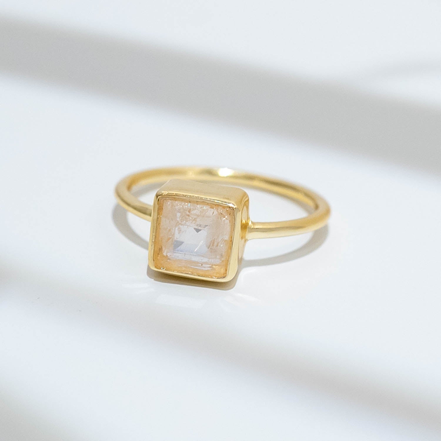 Ring Aline Square Rose Chalcedony - Fleurs des Prés Jewelry