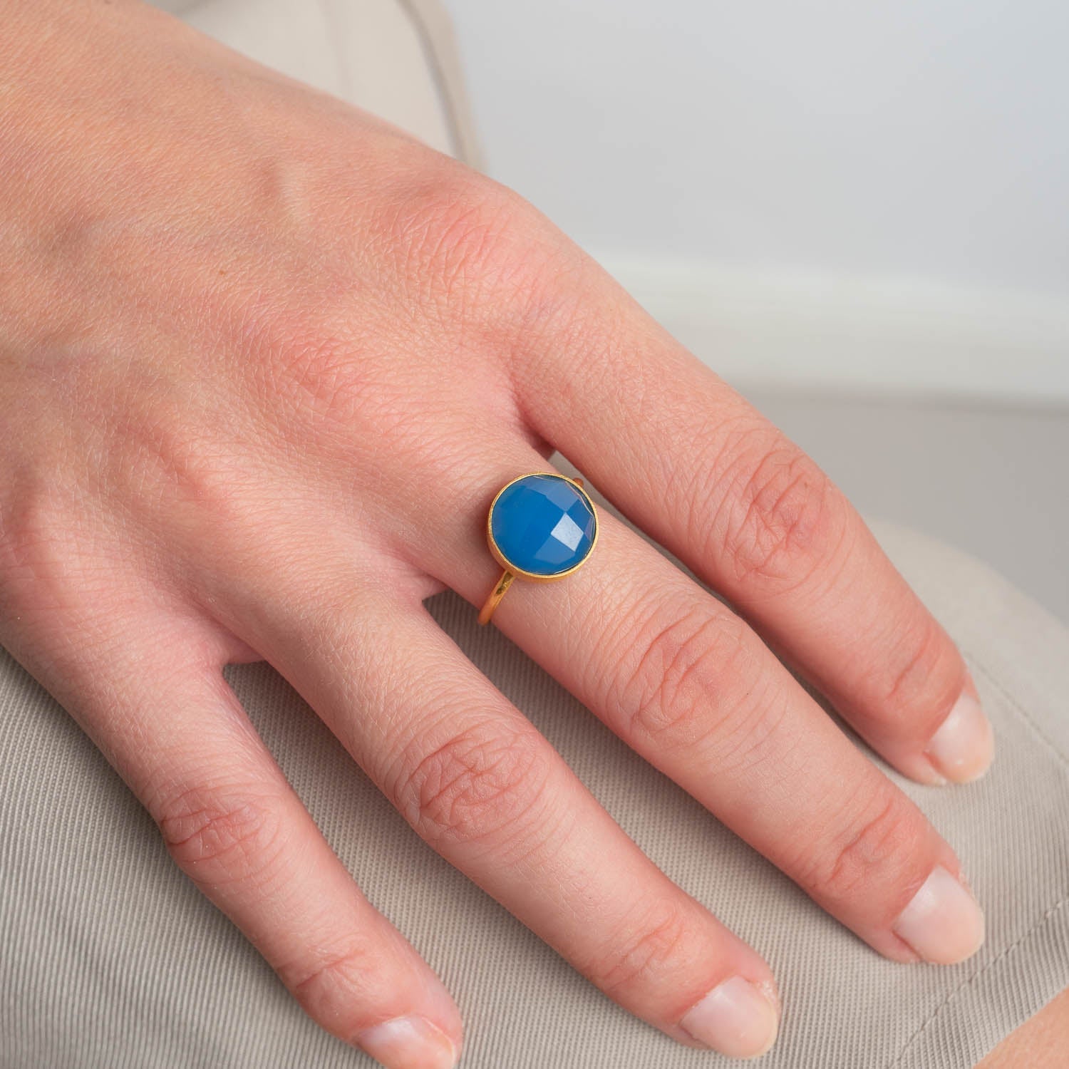 Ring Amelie Blue Chalcedony - Fleurs des Prés Jewelry