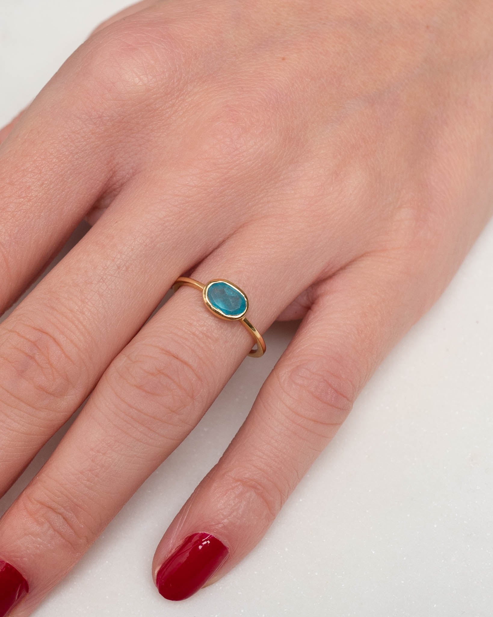 Ring Amie Neon Blue Jade - Fleurs des Prés Jewelry