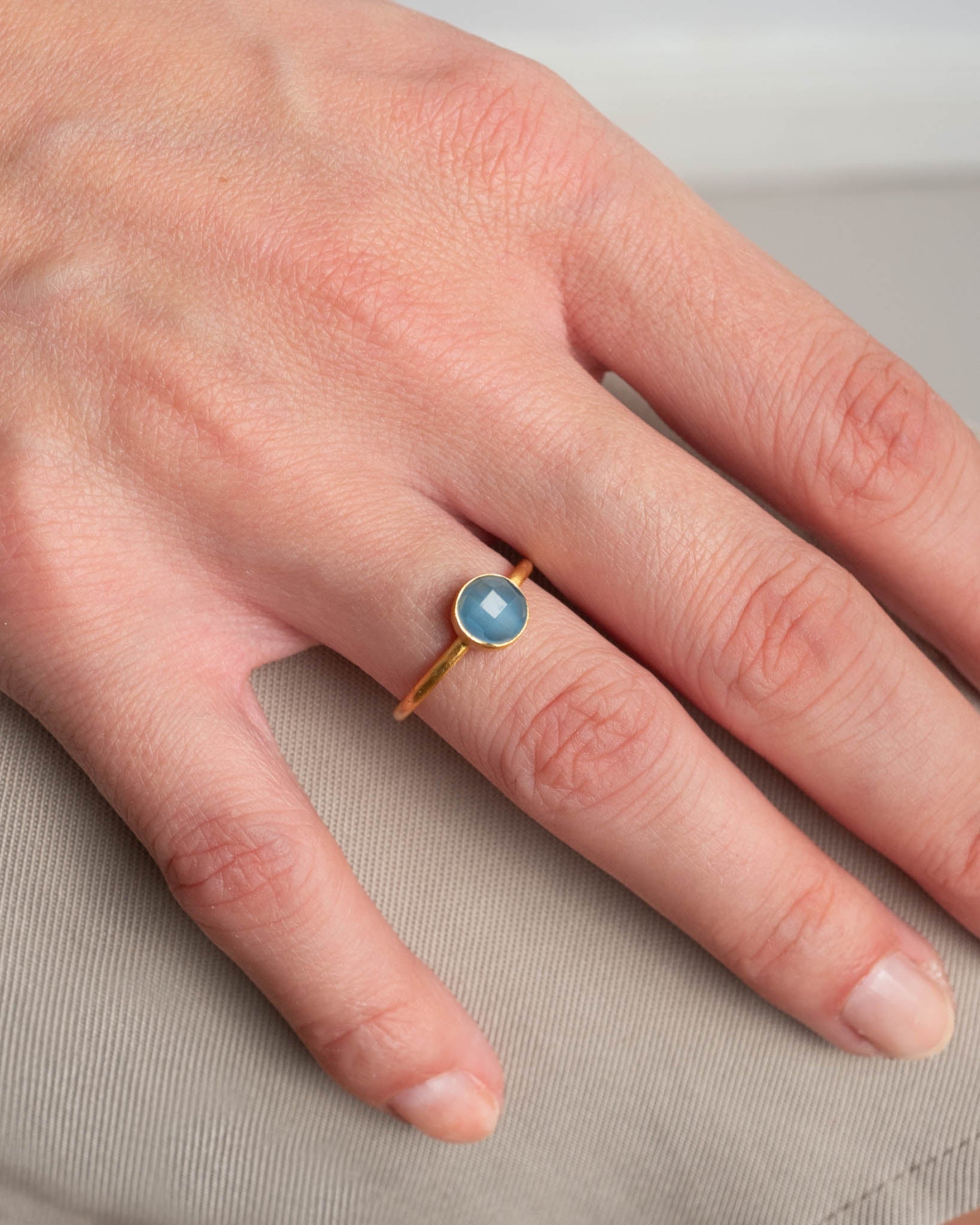 Ring Charlotte Light Blue Chalcedony - Fleurs des Prés Jewelry