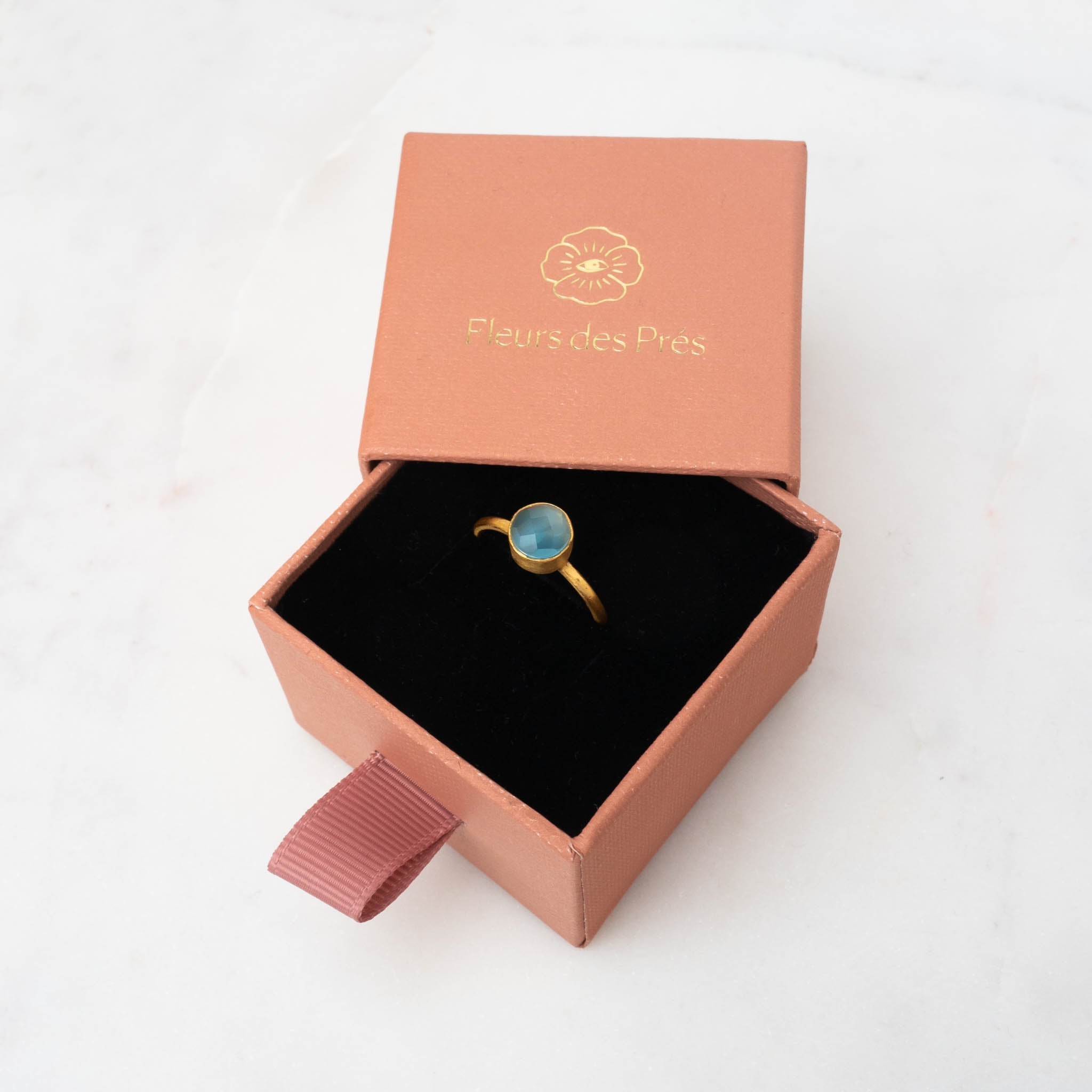 Ring Charlotte Light Blue Chalcedony - Fleurs des Prés Jewelry