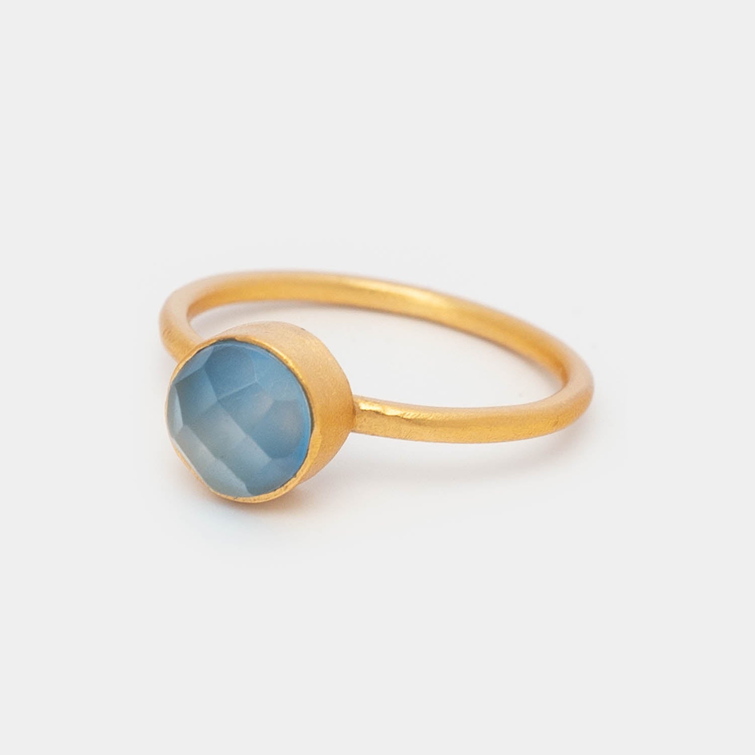 Ring Charlotte Light Blue Chalcedony - Fleurs des Prés Jewelry