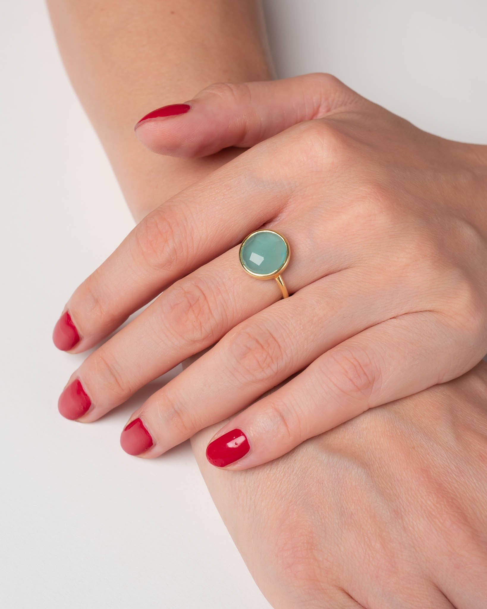 Ring Cher Sea Blue Chalcedon - Fleurs des Prés Jewelry