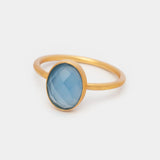 Ring Claire Light Blue Chalcedony - Fleurs des Prés Jewelry