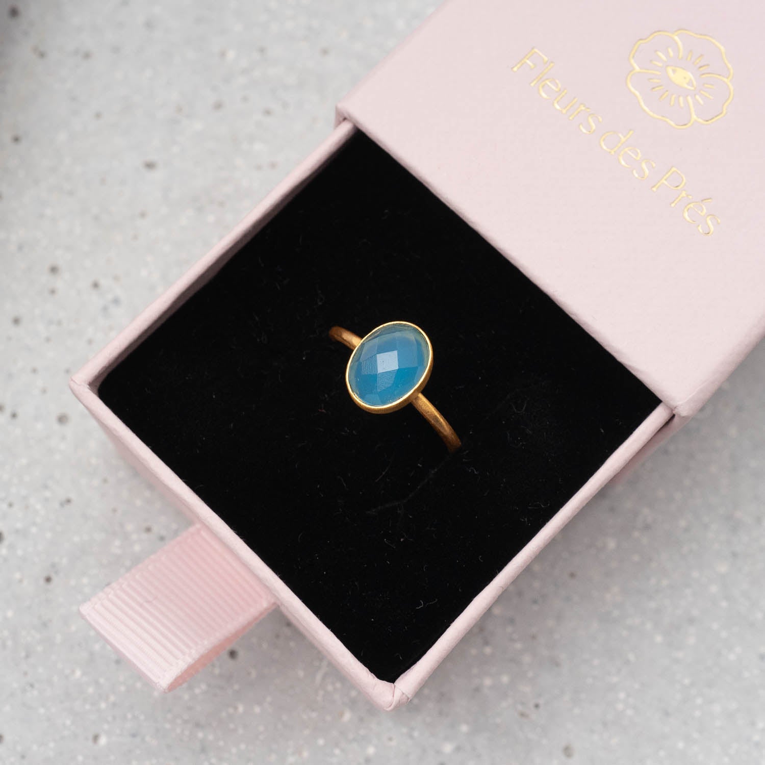 Ring Claire Light Blue Chalcedony - Fleurs des Prés Jewelry