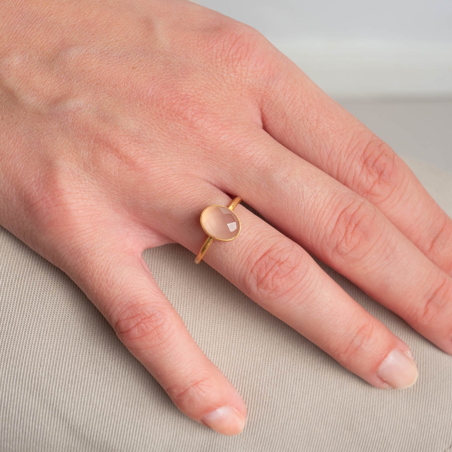 Ring Claire Pink Chalcedony - Fleurs des Prés Jewelry