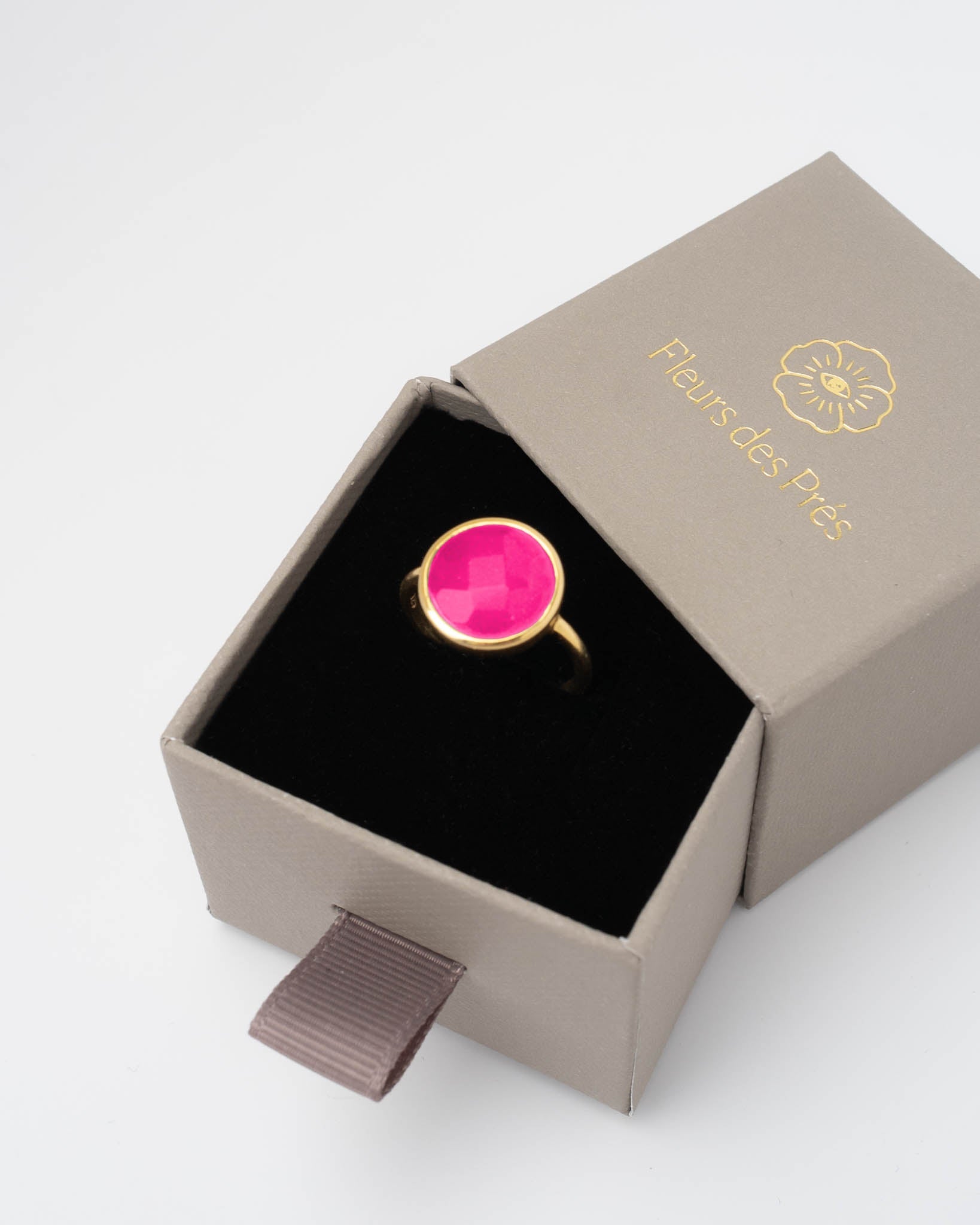 Ring Coco Hot Pink Chalcedon - Fleurs des Prés