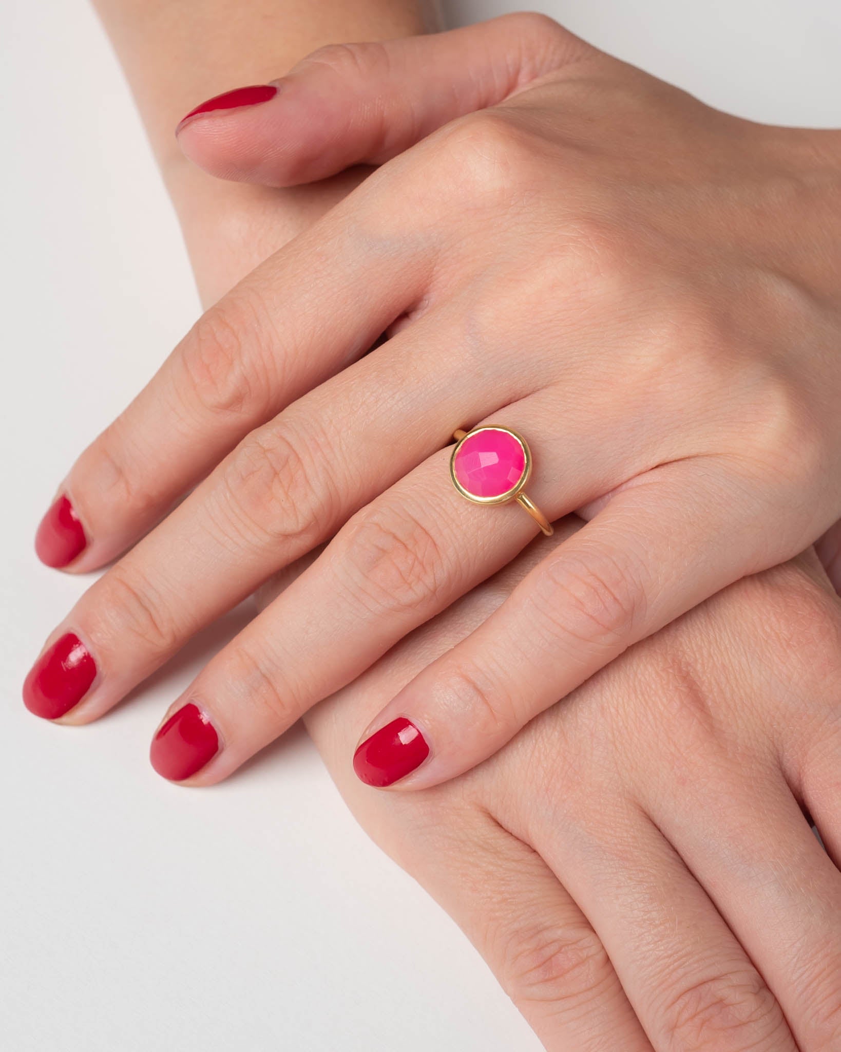 Ring Coco Hot Pink Chalcedon - Fleurs des Prés
