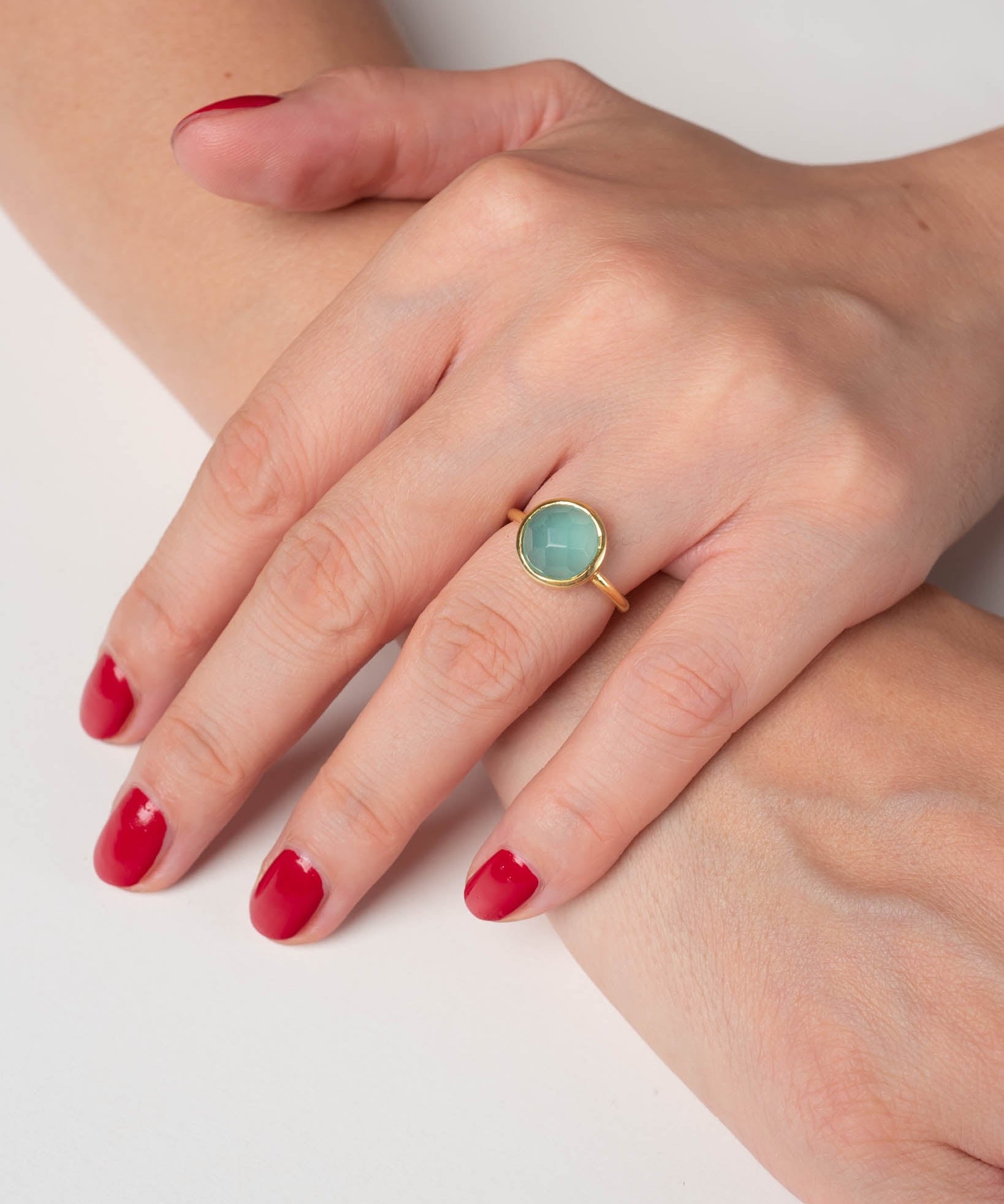 Ring Coco Sea Blue Chalcedon - Fleurs des Prés