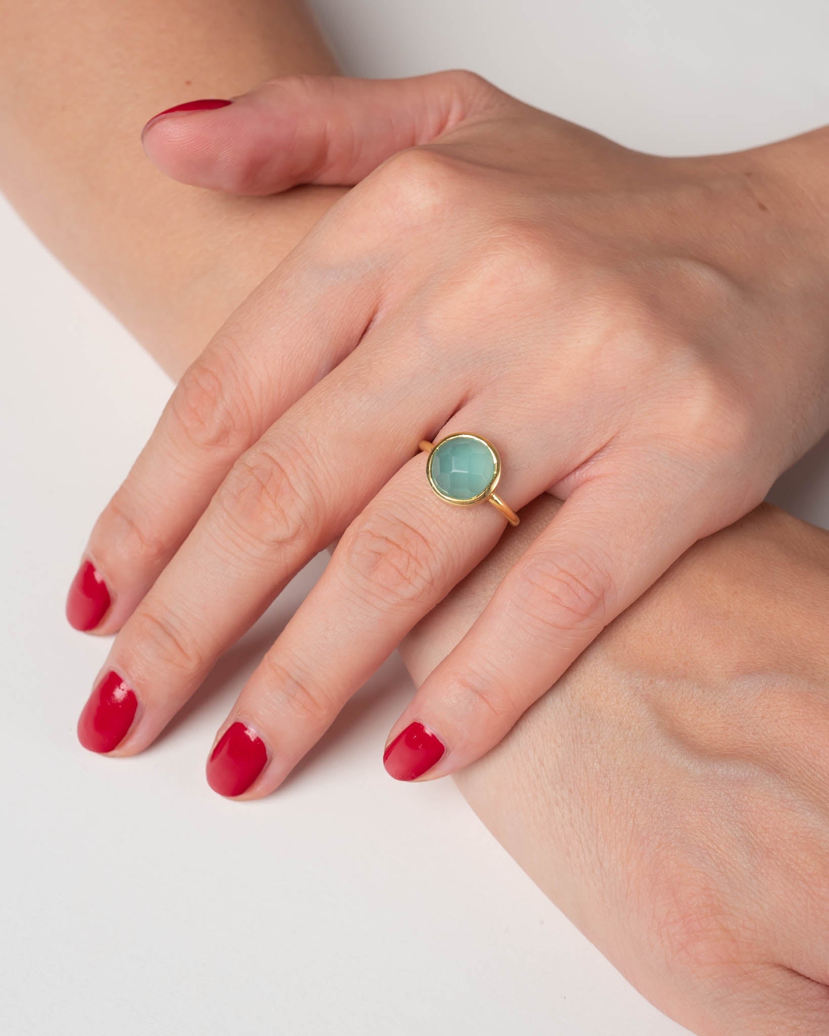Ring Coco Sea Blue Chalcedon - Fleurs des Prés Jewelry